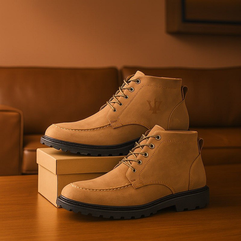 نیم بوت مردانه LV خاکی مدل Roni