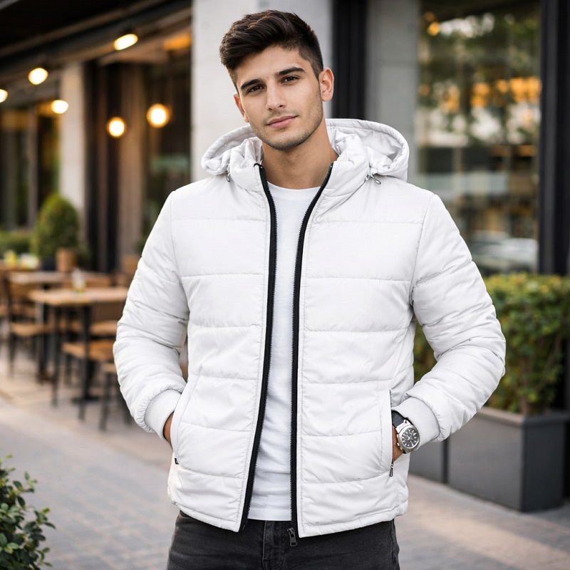 کاپشن بادی سفید مردانه مدل Arshan-سفید